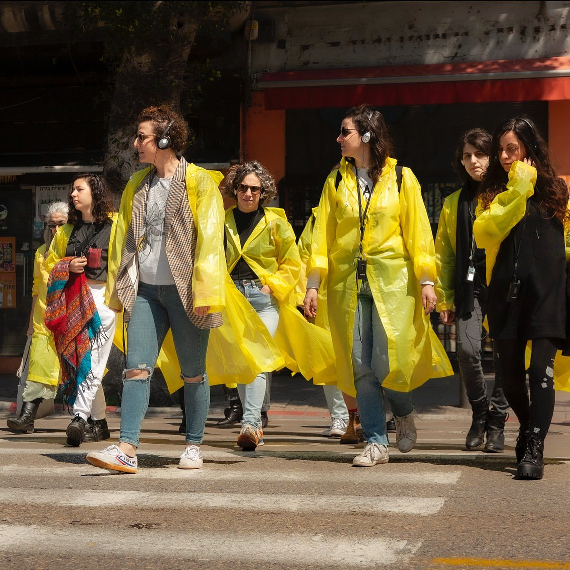 pink coat yellow coat